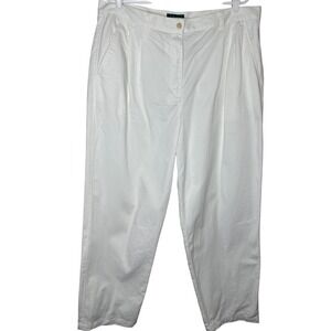Lauren‎ Ralph Lauren VTG White Pleated Cropped Pants Women's Plus Size 18W